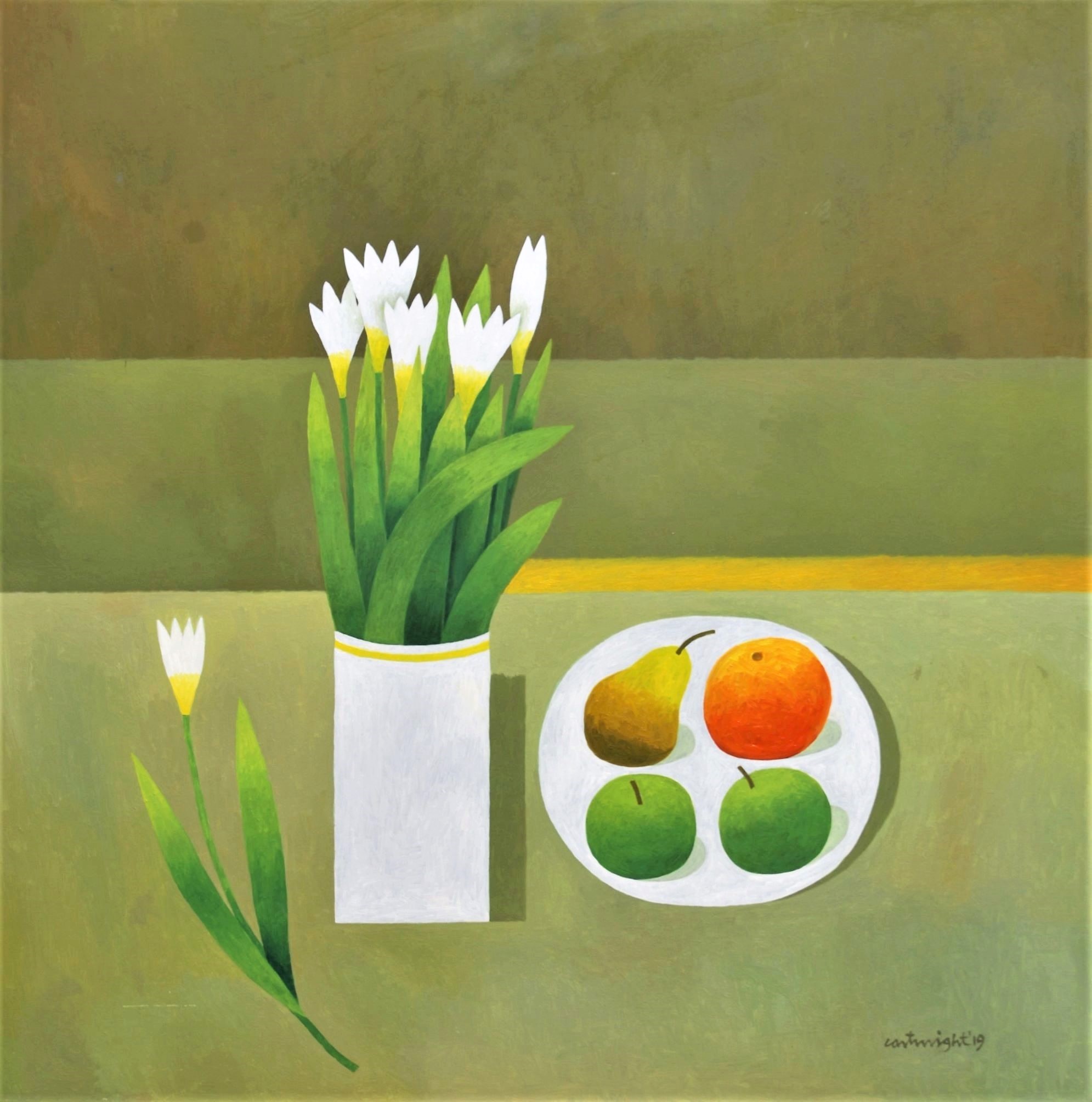 Painting by Reg Cartwright- Still  with fruit and flowers 2019
