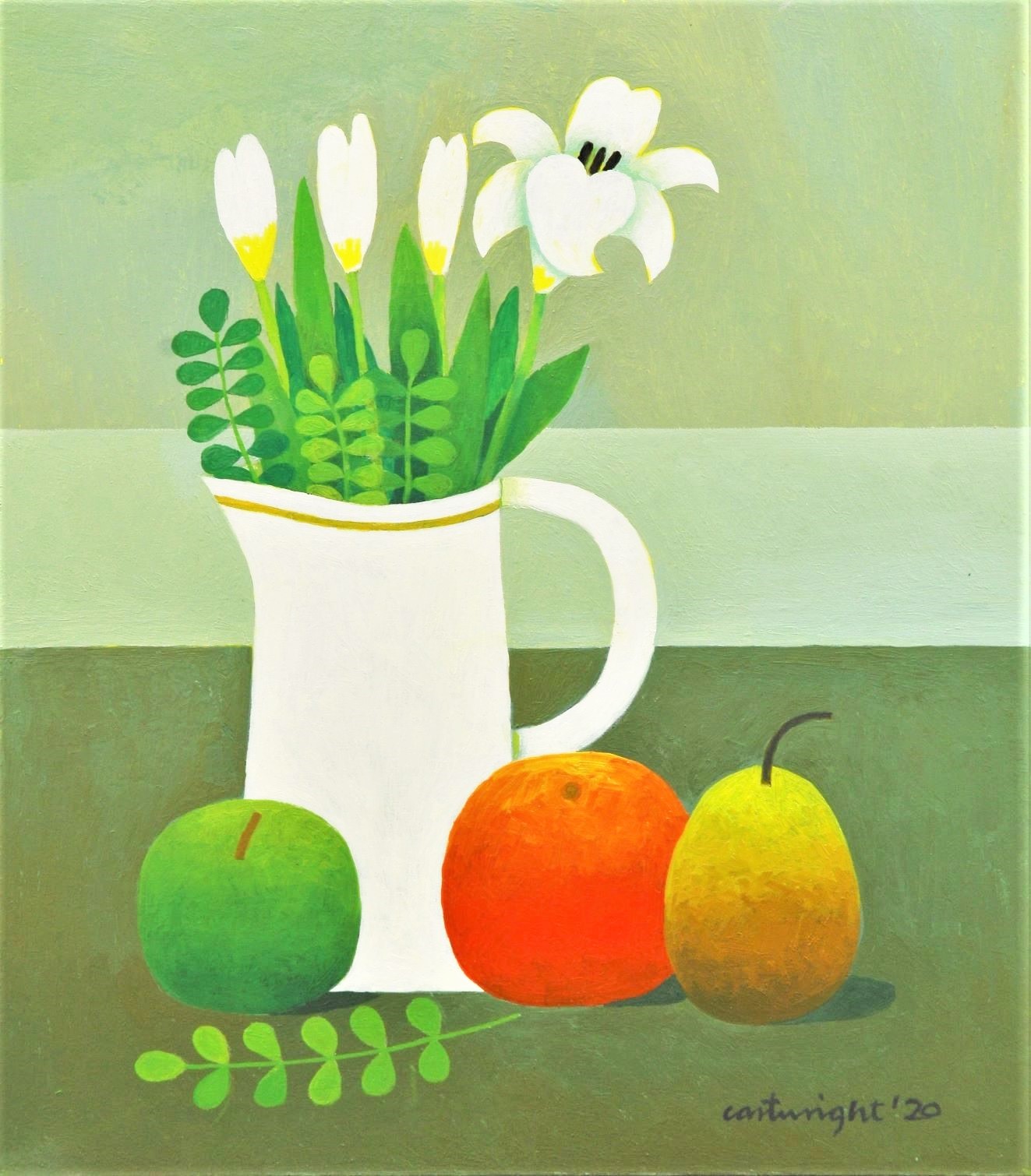 reg cartwright painting of white flowers with fruit still life with flowers and fruit